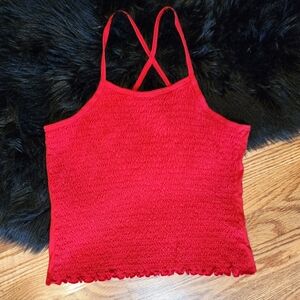 Red Summer Smocked Crop Top Junior's Size XL